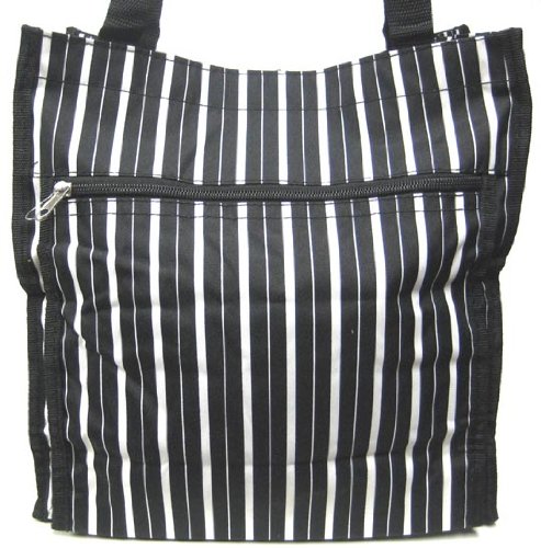 Wholesale Lot Of 10 Black / White Striped Tote Bags