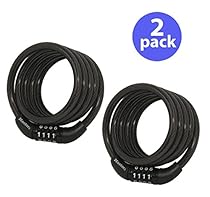 Master Lock 8143D Self Coiling Cable Lock, 4-Feet x 5/16-inch, (2 Pack)
