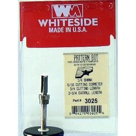 3025 CARBIDE-TIP 2 FLUTE TEMPLATE ROUTER BIT WITH OVERSIZE 1/2 BEARING 5/16" DIA X 3/4" CL X 1/4" SH