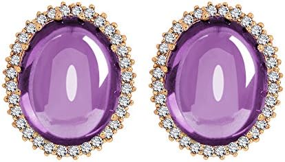 Clip On Earrings Vintage Style Simulated Jarnet Micro Pave Cubic Zirconia Around By SUYAN (purple)