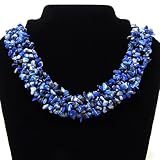 Natural lapis chip bead necklace 18