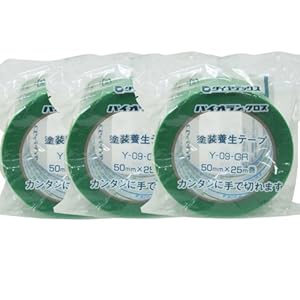 【クリックで詳細表示】パイオランクロス 養生用テープ 緑 【3巻セット】 Y-09-GR 50mm×25M： 産業・研究開発用品
