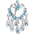 Aqua Gem Top Mount Heart Chandelier Belly Ring