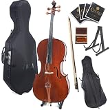 Cecilio 4/4CCO-300 Rosewood Fitted Solid Wood Cello with Hard and Soft Case, Bow, Rosin, Bridge, Strings and Stand (Full Size)