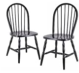 Winsome Wood Assembled 29-Inch Windsor Chairs, Set of 2, Black Finish