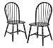 Winsome Wood Assembled 29-Inch Windsor Chairs, Set of 2, Black Finish