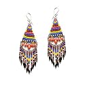 African Beaded Earrings with Shimmering Metal Dangles, Style I