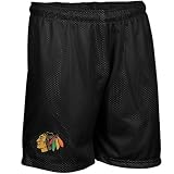 NHL Chicago Blackhawks Black Team Applique Mesh Shorts (Small)