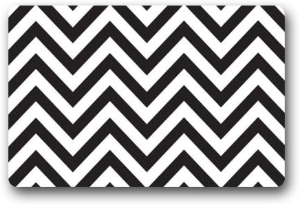 Door Mat Black and White Chevron Pattern Doormat Rug Indoor/Outdoor/Front Door/Bathroom Mats Floor Mat 23.6inch X 15.7inch