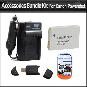 Buy Battery And Charger Kit For Canon PowerShot S100 SX230HS, SX-230HS, SX210IS SX200IS SD990IS SD970IS SD950IS SD900 SD890IS SD880IS Includes Replacement NB-5L Extended Battery + Ac/Dc Charger + Card Reader + LCD Screen Protector + More with best Price