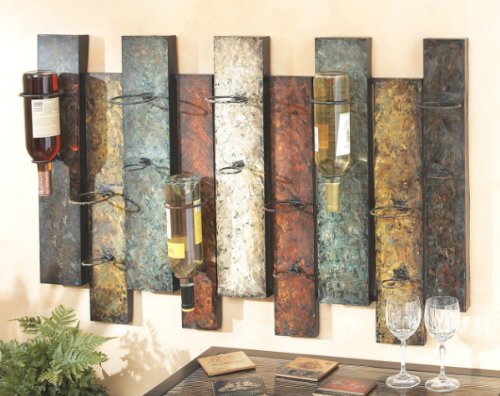 Midwest Wall-Mounted Wine Holder with Offset Panel Design and Folding Rings
