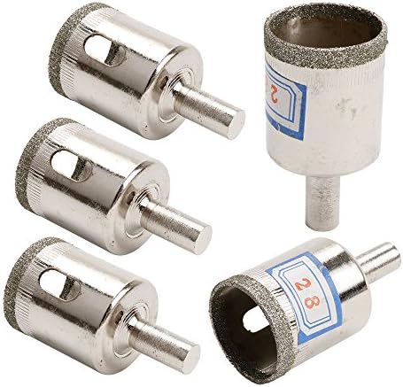 Hole Saw Drill Bits, 28mm, Diamond Coated, for Glass Tile Ceramic Marble, Pack of 5