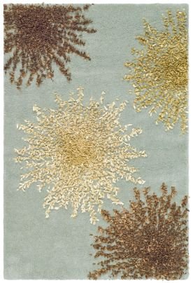 Safavieh Soho Collection Explosions Handmade New Zealand Wool Area Runner, 2-Feet 6-Inch by 10-Feet, Light Blue