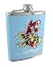 Ed Hardy Koi Fish Embroidered Blue Vinyl 7 Oz Hip Flask