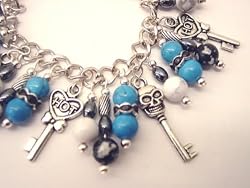 Chic Wrists Semi Precious Stone Skeleton Key Bracelet with FREE Earrings