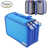 Yosoo 72 Piece Colors Pencil Case Pen Bag Pouch Stationary Case with Large Capacity Oxford Multi-layer Pencil Organizer (Blue)