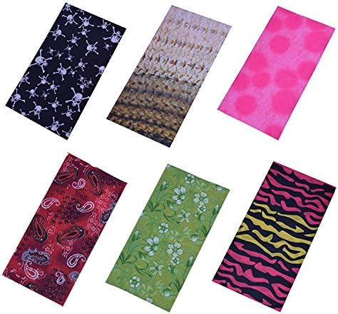 BNSE 6pcs Magic Headband Assorted Seamless Sport Bandanna Headwrap Scarf Wrap, 12 in 1 Outdoor Mask ,Bandana, Neck Gaiter, Balaclava, Helmet Liner ,Hair Accessories Set 4