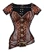 Charmian Women's Spiral Steel Boned Goth Retro Overbust Steampunk Bustier Corset Brown Small