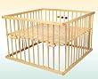 Kidsmax Laufgitter Laufstall David 100x100 Kiefer klar lackiert inkl. Spielkugeln, Polsterboden, Schlupfsprossen, H�henverstellung und Rollen