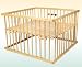 Kidsmax Laufgitter Laufstall David 100x100 Kiefer klar lackiert inkl. Spielkugeln, Polsterboden, Schlupfsprossen, H�henverstellung und Rollen