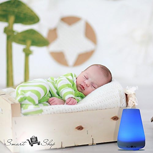Aromatherapy Essential Oil Diffuser 7 colors - 100 ml Portable Cool Mist Ultrasonic Humidifier with changing Colored LED Lights, Waterless Auto Shut-off and Adjustable Mist mode by SmartatShop