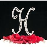 Swarovski Crystal Monogram Cake Topper Vintage Style - Letter H