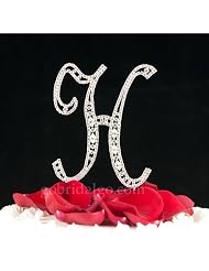 Swarovski Crystal Monogram Cake Topper Vintage Style - Letter H by 