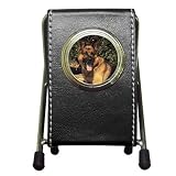 German Shepherd Pen Holder Desk Clock