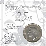 LUCKY SIXPENCE FOR 25TH SILVER WEDDING ANNIVERSARY