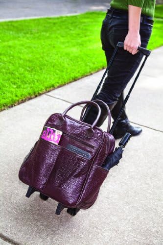 Leather Rolling Tote Bag - Burgundy