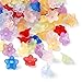 Beadthoven 100pcs Mixed Color Frosted Transparent Acrylic Flower Beads Loose Beads Spacers Charm Jewelry Making Accessory 10x5x1.2mm