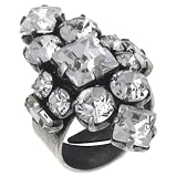 Ornamental Ring, crystal/ant.silver-plated