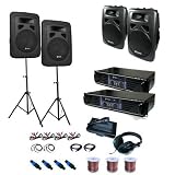 PA System 'Sydney' Set 2 x Amplifier 4 x Speakers + Accessories