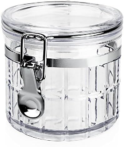 Acrylic Airtight Plastic Storage Canister Set, Clear Food Saver Container w/ Vacuum Seal Locking Lid, 34 oz.