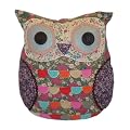 Patchwork Owl Cushion - Purple and Green -Vintage