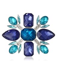 Anne Klein "Holiday Pins" Silver-Tone Multi-Blue Gem Stone Pin