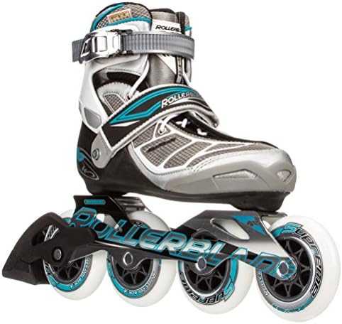 Rollerblade 15 TEMPEST 90C High Performance Fitness/Training Skate with 4x90mm Supreme Wheels, Silver/Light Blue, US Women's 7.5