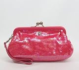 Coach New Audrey Sequins Framed Wristlet Pink & Silver - Coach 45389PNK