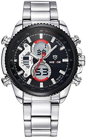 Free2mys Men's Waterproof Tachymeter Glow Quartz Watch (Sliver Wrist Black Dial)