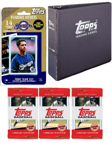 Milwaukee Brewers 2009 Topps MLB Team Set with 3 Ring Binder and 3 Topps Packs
