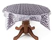 Pack of 2 Garden Getaway Silver Quilted Embroidered Square Tablecloths 54"