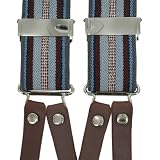 Button On Braces - Grey Blue Maroon Stripe