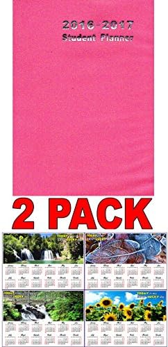 2016 - 2017 Student Weekly Planner Calendar (Pink) - School College Weekly Agenda - Appointment Book Organizer + Bonus 2017 Magnetic Calendar (Bundle - 2 Items)
