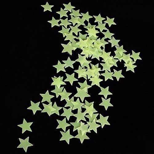 A Pack of 100 PCS Glow In The Dark Plastic Stars Stickers Decorate Baby Kids Ceiling Room Wall (Green)