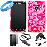 Pink Tropical Flower Design Two Piece Shield Protector Snap On Case for Ver ....