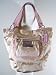 NEW AUTHENTIC COACH POPPY SIGNATURE SATEEN BELLA SHOULDER HANDBAG TOTE (Light Khaki/Rose/Silver)