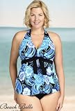 Beach Belle Bubble Blooms Plus Size Halter Tankini Swimsuit - Women's Swimsuit Plus Size Swimsuit