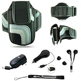 Black Adjustable Deluxe Sportband / Workout Armband with Adaptable Neck Str ....