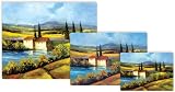 Magic Slice Non-Slip Flexible Gourmet/Bar/Party Size Cutting Boards, Tuscan Scene by H. Hargrove