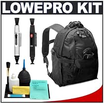 Lowepro Mini Trekker AW (Black) Backpack + Accessory Kit for Canon Rebel XSi, XS, T1i, XTi, 40D, 50D, Nikon D40, D60, D5000, D90, D300, D700, Olympus Evolt E-30, E-450, E-520, E-620, and Sony Alpha A200, A300, A350, A700 Digital SLR Cameras